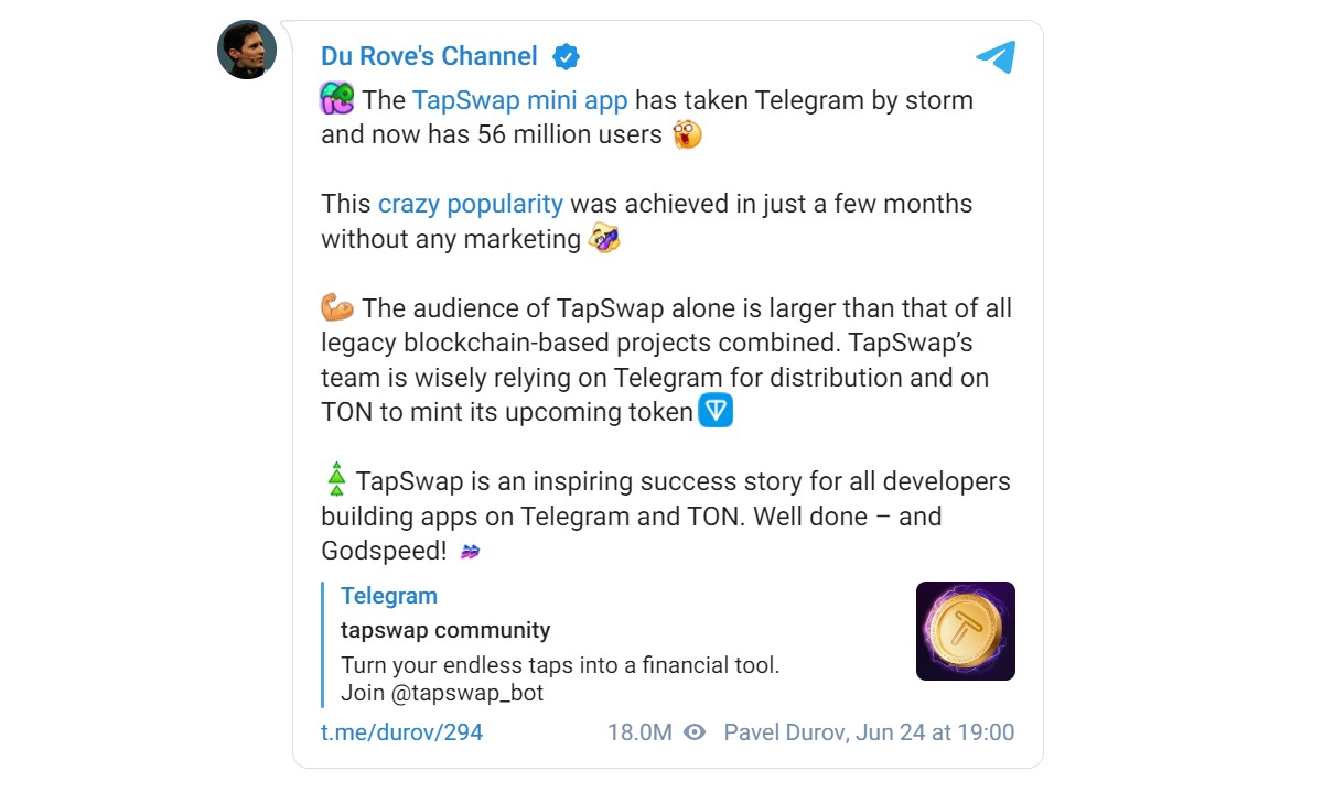 pavel durov about tapswap